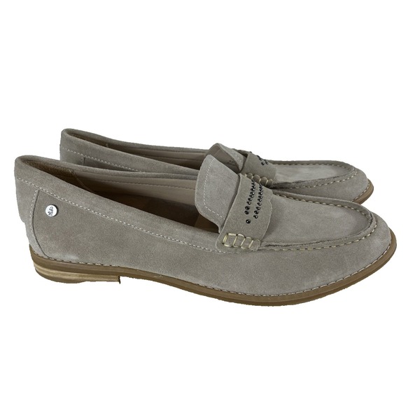 Hush Puppies Taupe Suede Leather Slip On Moccasin Loafers‎ Women's Size 12 - Picture 1 of 16